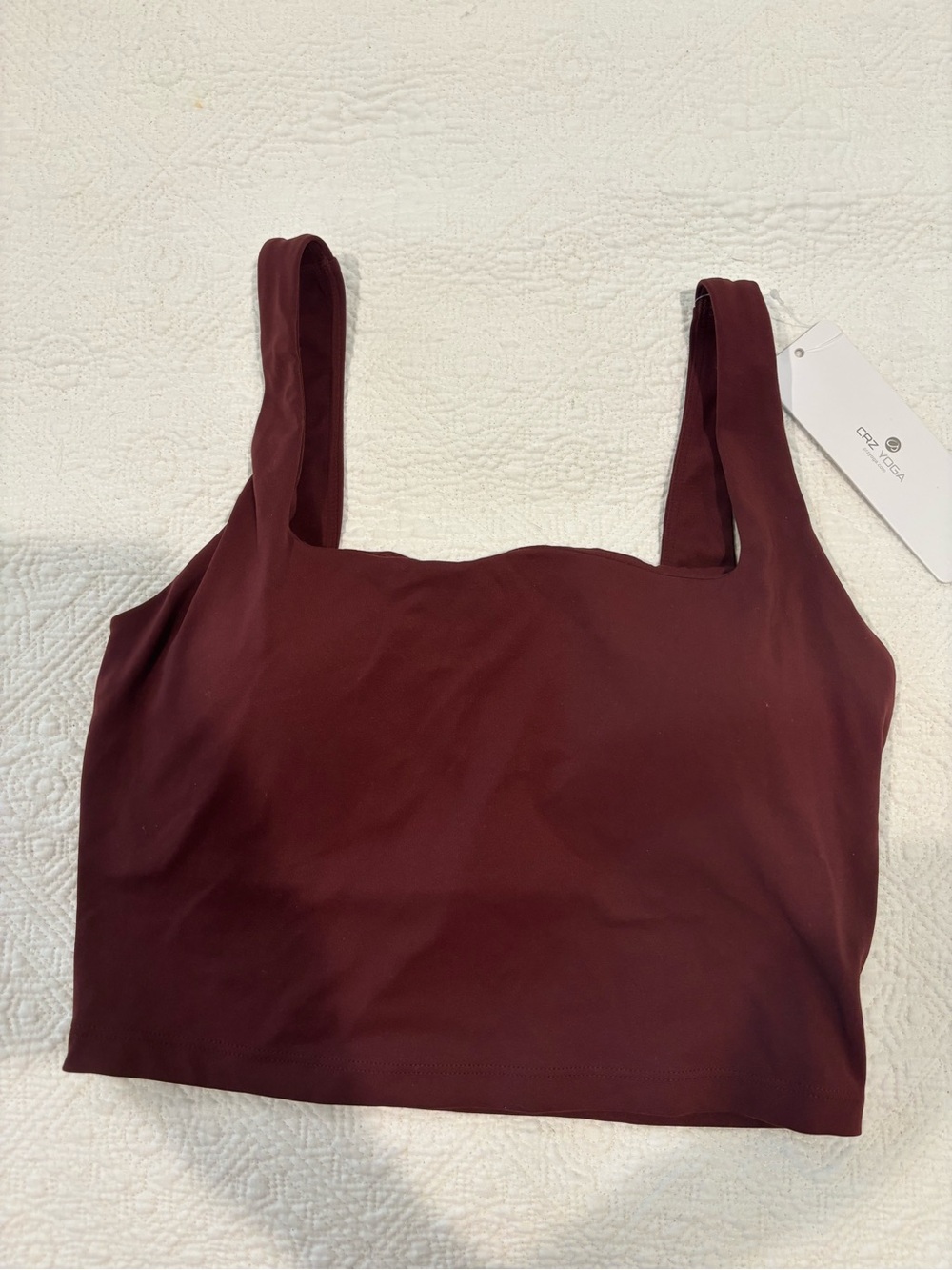 CRZ YOGA Burgundy Square Neck Crop Tank